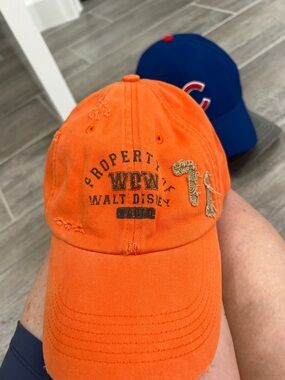 Walt Disney Orange Baseball Cap - Distressed Logo